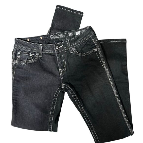 Miss Me Skinny Jeans Black Flap Pockets Size 28 - Picture 2 of 16